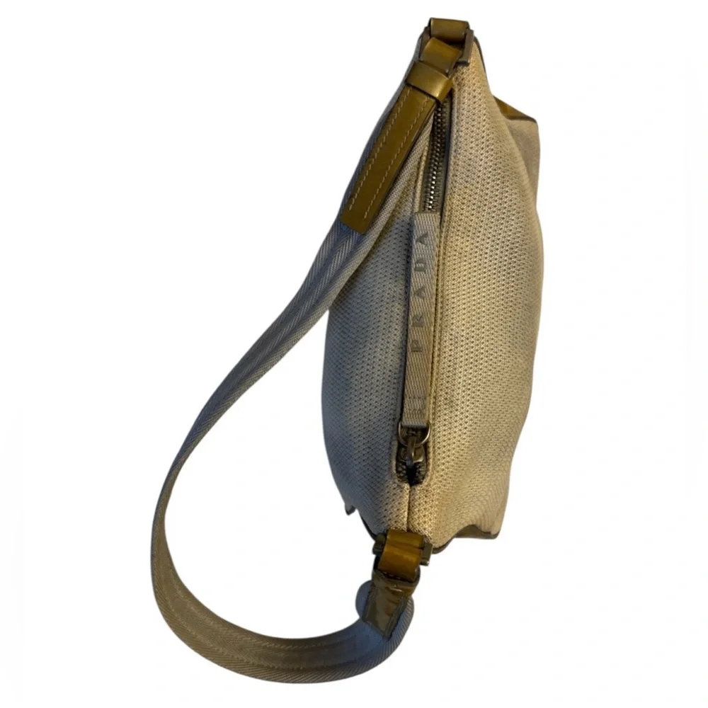 Prada Y2K Nylon Mesh Mini Bike Lux Sport. Shoulder Bag Silver and mustard patent